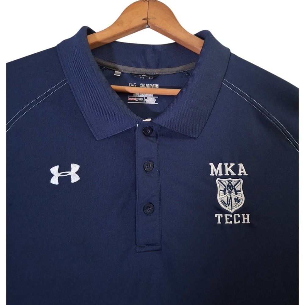 Under Armour Loose Polo Shirt Men's 3XL Blue Stretch Performance MKA‎ Tech